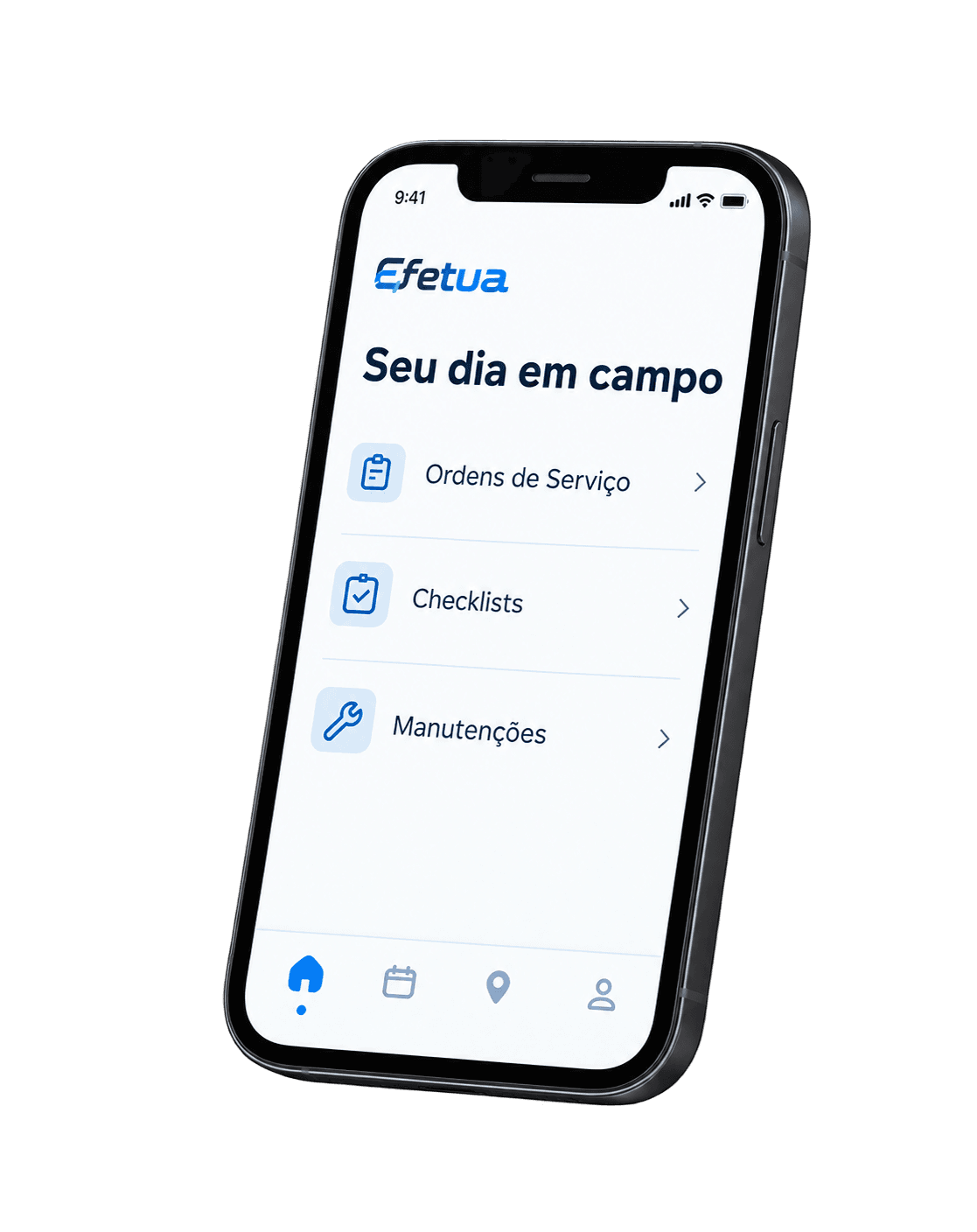 Aplicativo da Efetua no celular do técnico
